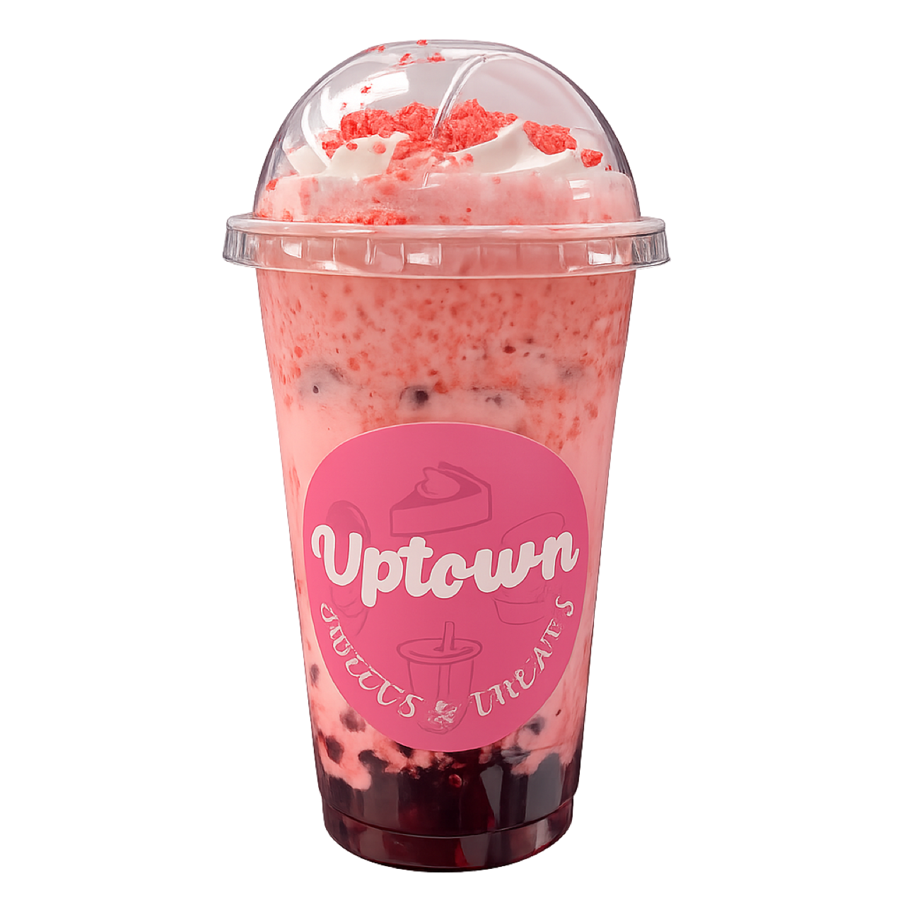 Pink and berry layered iced drink