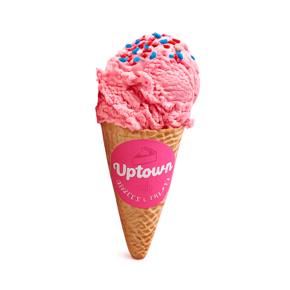 Strawberry ice cream waffle cone
