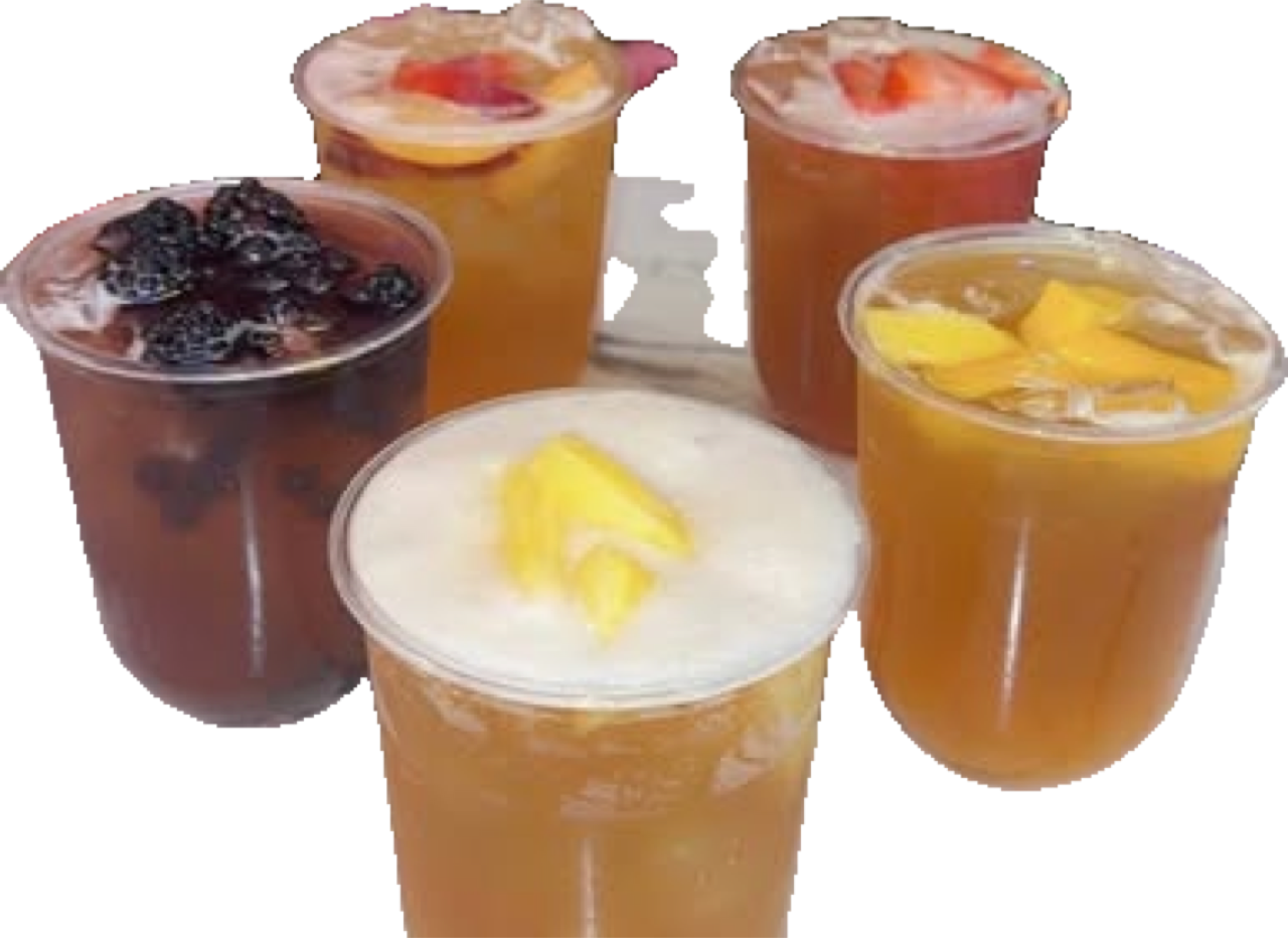 Three specialty boba drinks