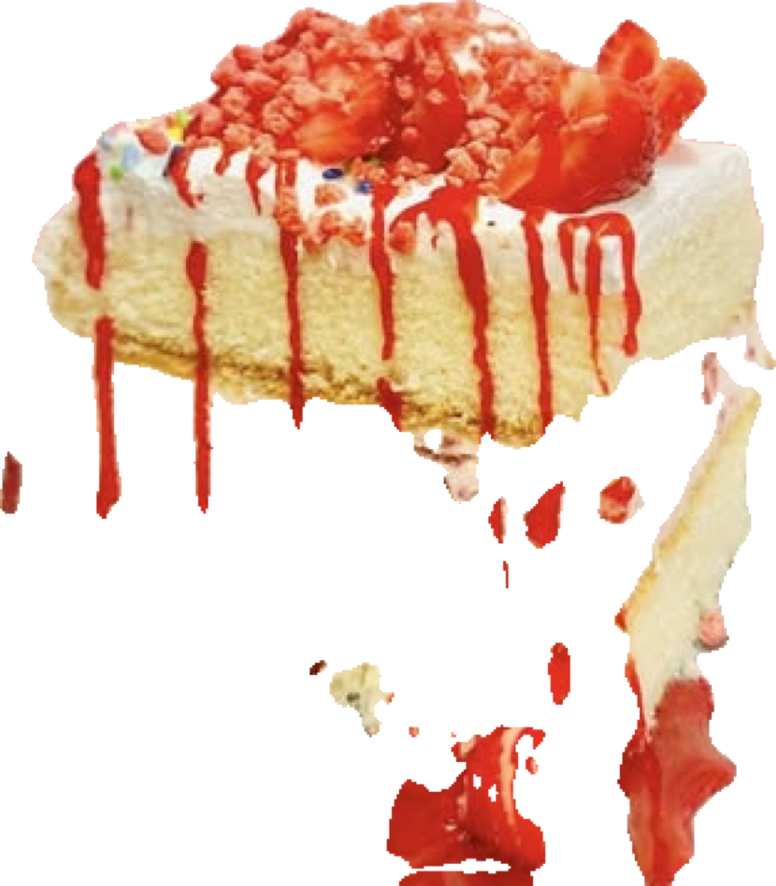 Strawberry drizzle cake slice